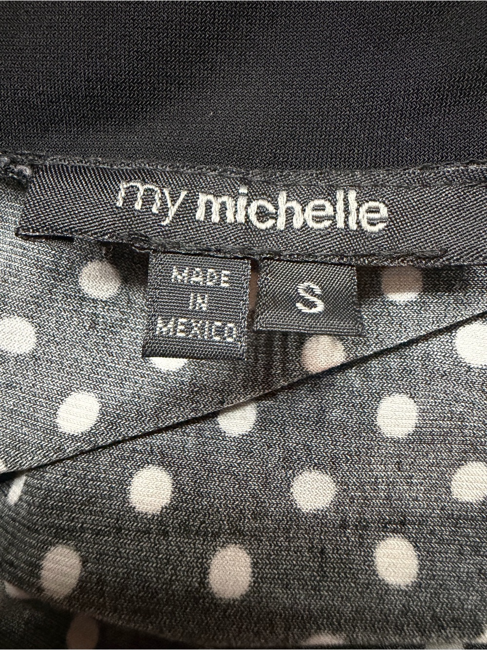 My Michelle Black White Polka Dot Dress S Bow Back Retro Coquette Fit & Flare - Picture 6 of 6